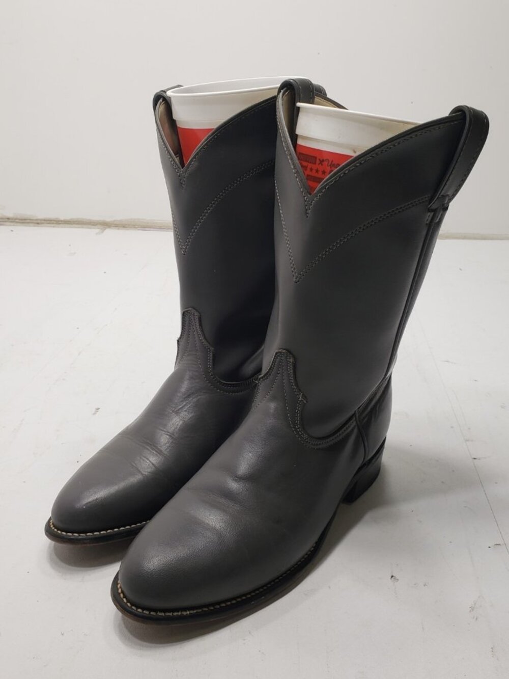 Laredo 6952 Women’s Gray Leather Roper Cowboy Boots Size 9 M Made in USA